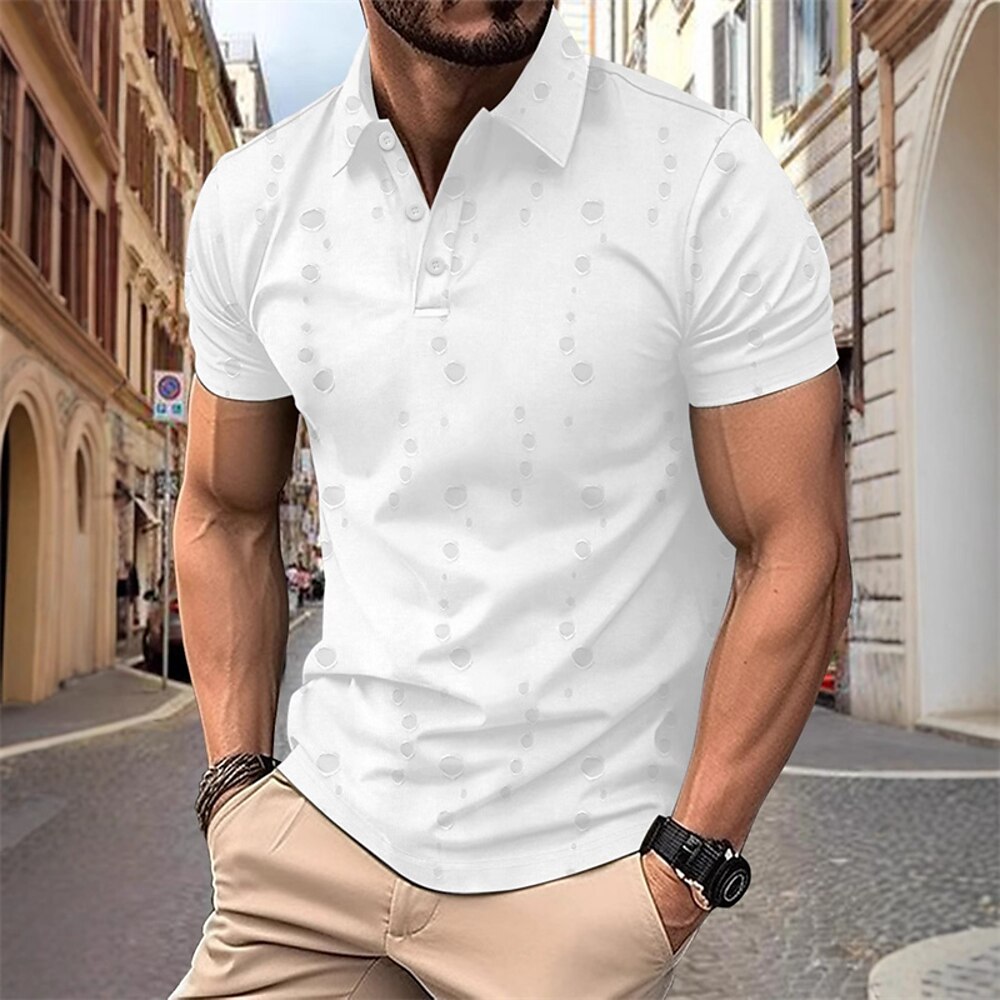 Herren Golfshirt Golf Poloshirts Arbeit Lässig Revers Kurzarm Basic Modern Einfach Patchwork Knöpfe Sommer Normale Passform Dunkelrot Schwarz Weiß Dunkel Blau Golfshirt Lightinthebox