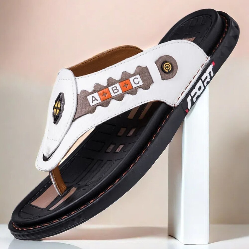 Sportliche Flip-Flops aus Kunstleder für Herren mit sportlichem Logodetail - strapazierfähiges, lässiges Sommerschuhwerk für aktives Tragen Lightinthebox