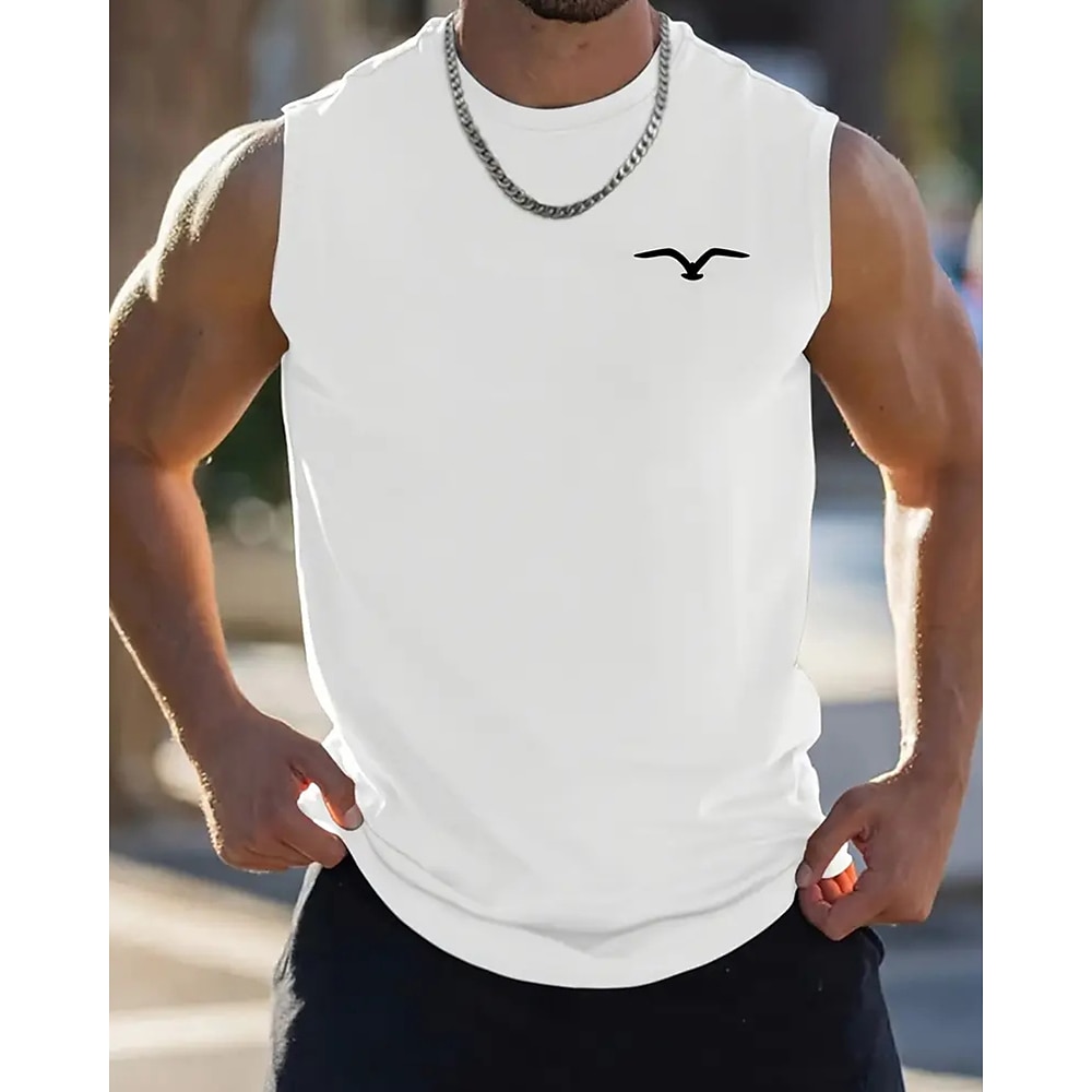Herren Tank Top Weste Unterhemd Ärmelloses Shirt Ärmellos Rundhalsausschnitt Sommer Grafik Mode Designer Urlaub Straße Ausgehen Schwarz Weiß Gelb Top T-Shirt für Herren Lightinthebox