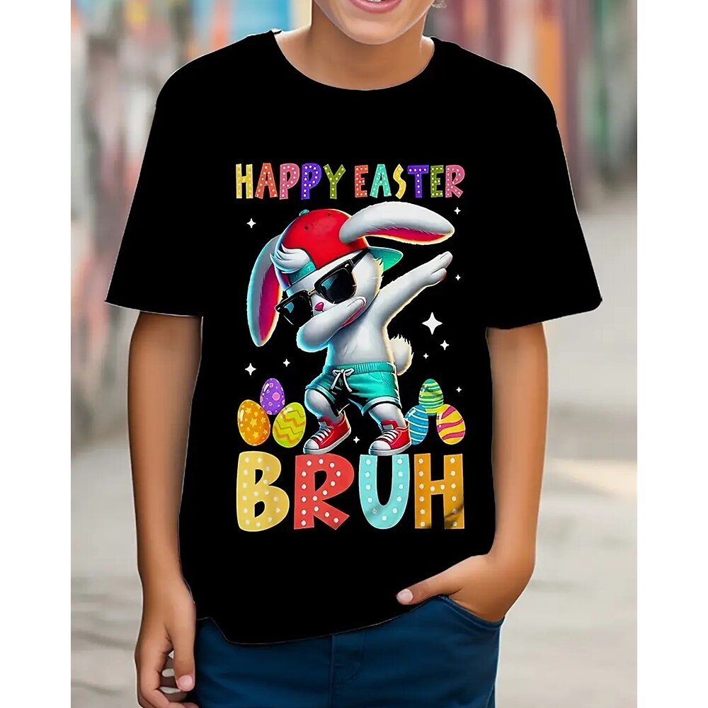 Jungen 3D Kaninchen T-Shirt Kurzarm Sommer Frühling Mode Basic Kinder 4-12 Jahre Rundhalsausschnitt Outdoor Lässig Täglich Normale Passform Lightinthebox