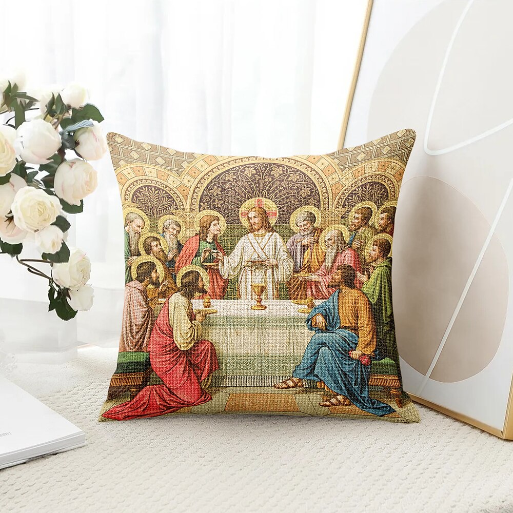 Vintage Mittelalter Jesus dekorative Kissenbezüge 1PC weicher quadratischer Couchkissenbezug Kissenbezug für Schlafzimmer Wohnzimmer Sofa Stuhl Lightinthebox