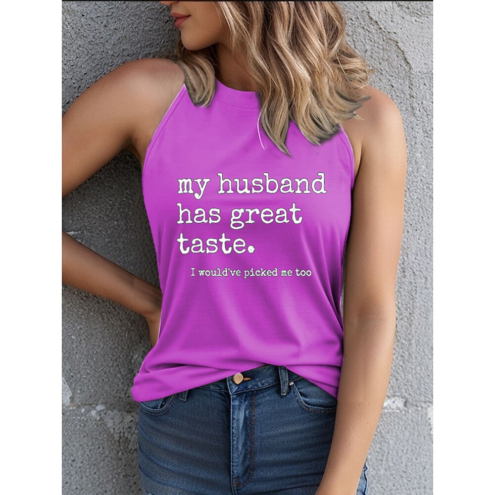 Damen Camisole-Tanktop Grafik Buchstabe Stilvoll Lässig Ärmellos Rundhalsausschnitt Normale Oberteile Täglich Druck Schwarz Blau Purpur Sommer Lightinthebox
