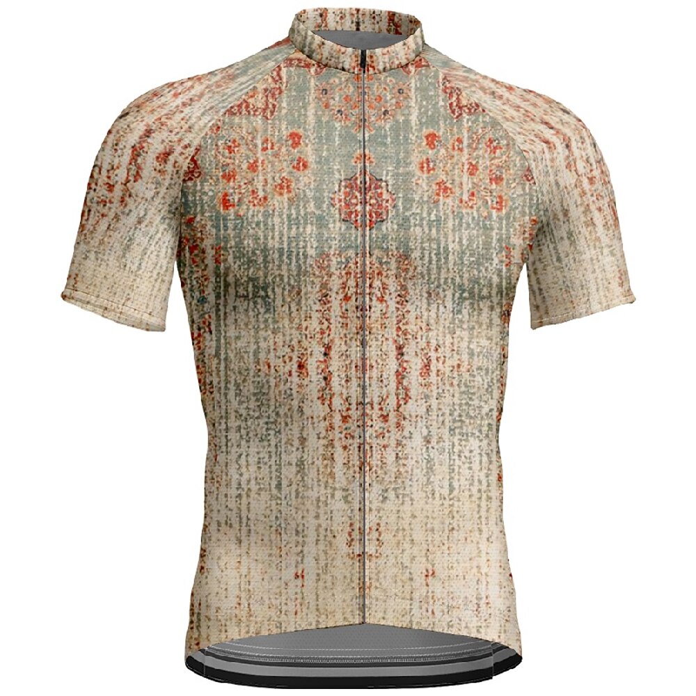 Herren Radtrikot Kurzarm Fahhrad T-Shirt Trikot mit 3 Gesäßtaschen Mountainbike MTB Atmungsaktiv Schnelltrocknend Anatomisches Design Feuchtigkeitsableitend Braun Grün Khaki Sport Bekleidung Lightinthebox