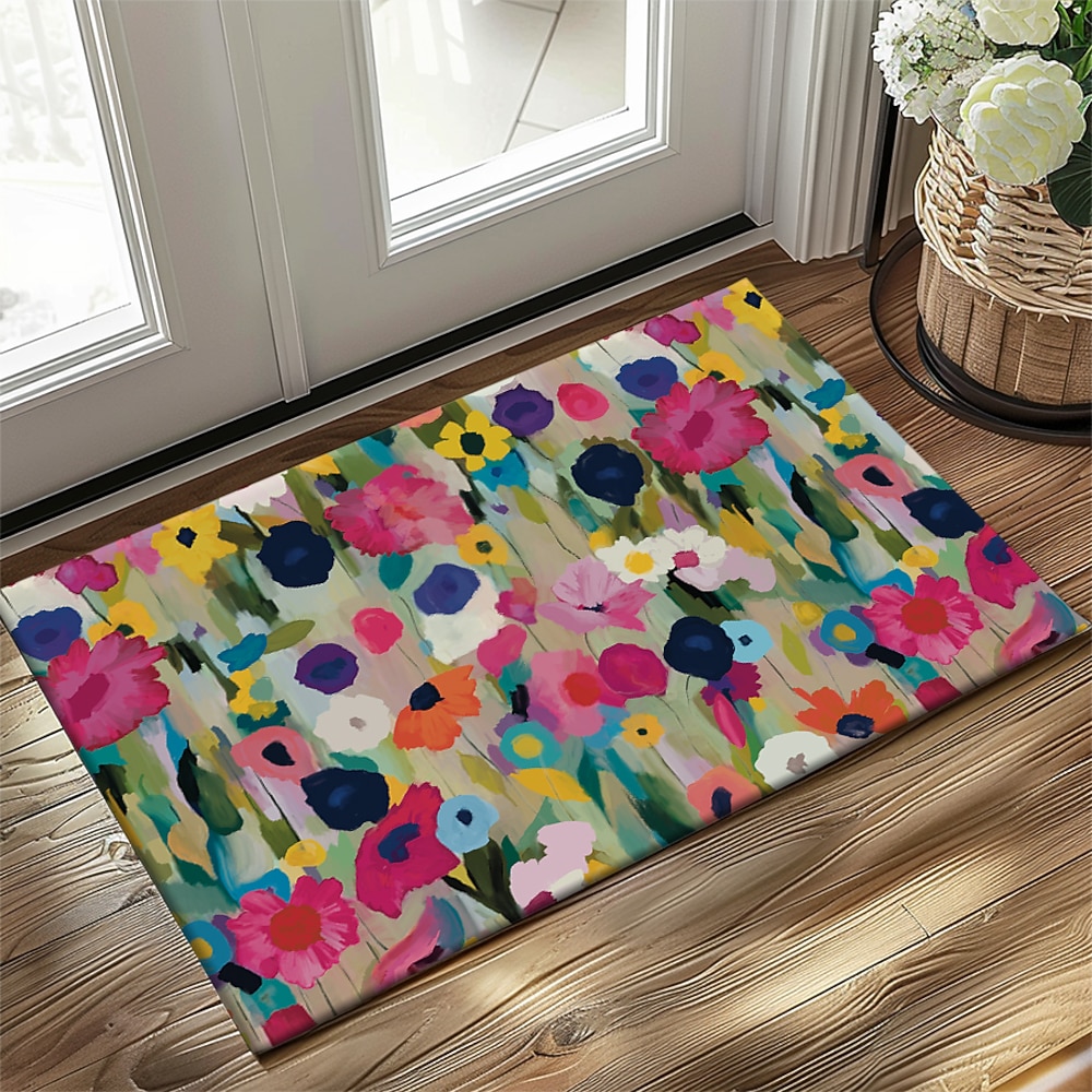 Floral Fußmatte Küchenteppich Bodenteppich Rutschfeste Fläche Ölbeständiger Teppich Innen- und Außenteppich Schlafzimmer Dekor Badezimmermatte Eingangsteppich Frühling Sommer Lightinthebox