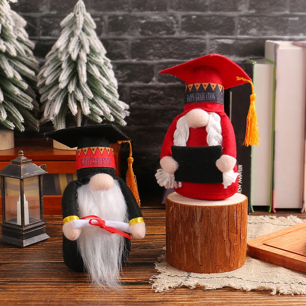 Gnomenfigur als Abschlussgeschenk, süße gesichtslose Puppe mit Doktorhut, Rudolf-Plüschtier, Stehtisch Regaldekoration Lightinthebox