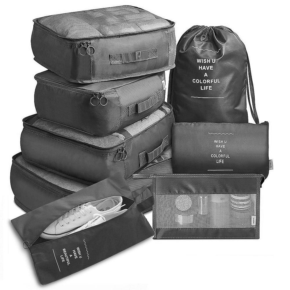 8-teiliges Kompressions-Packwürfel-Set für Reisen, Gepäck-Organizer, Aufbewahrungstaschen zum Sortieren von Kleidung und Accessoires, Koffer-Organisationsset für effizientes Packen Lightinthebox