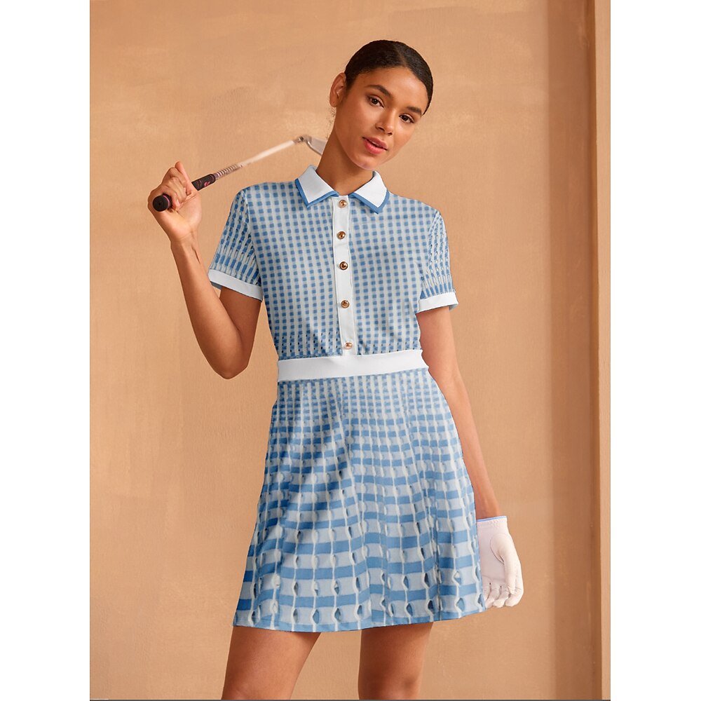 Damen Tenniskleid Golfkleid Blau Kurzarm Kleid Damen-Golfkleidung, Kleidung, Outfits, Kleidung Lightinthebox