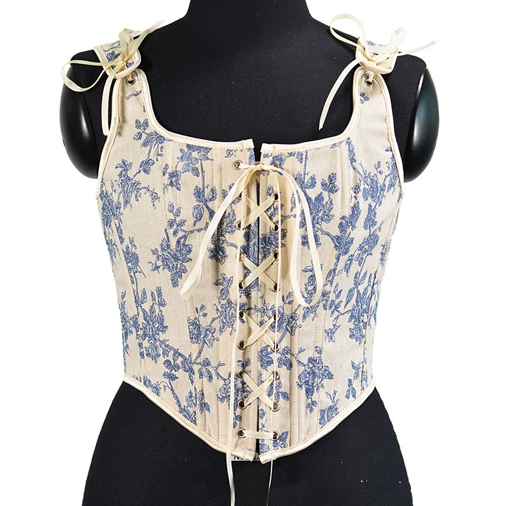 Retro Vintage Mittelalterlich Renaissance Korsett Weste Bustier Wikinger Keltischer Ritter Elfen Schnürung Blumen Damen Keltisch Fantasie Halloween Karneval Urlaub Alltagstauglich LARP Erwachsene Lightinthebox