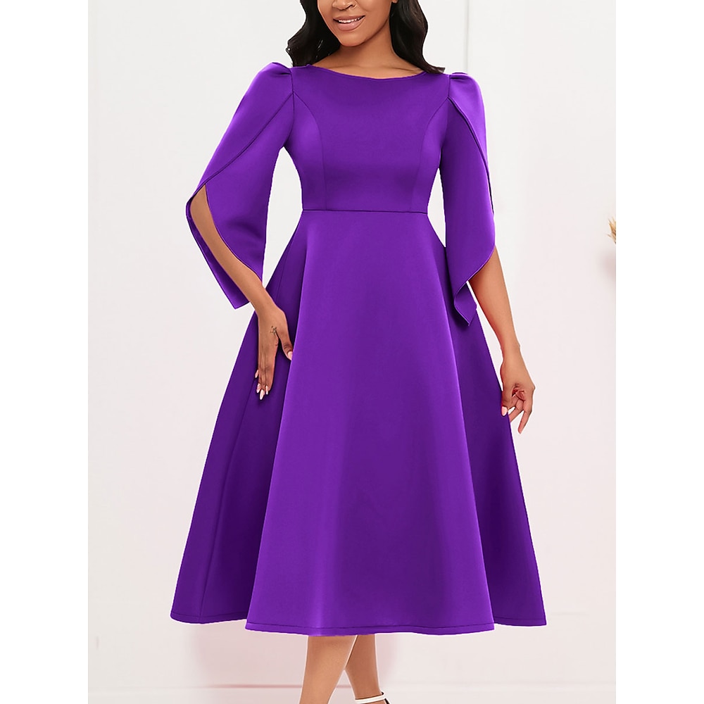 Kleid Brautmutterkleid Elegant Brautkleider schlicht Schmuck Knie-Länge Polyester 3/4 Ärmel mit Einheitliche Farbe 2025 Lightinthebox