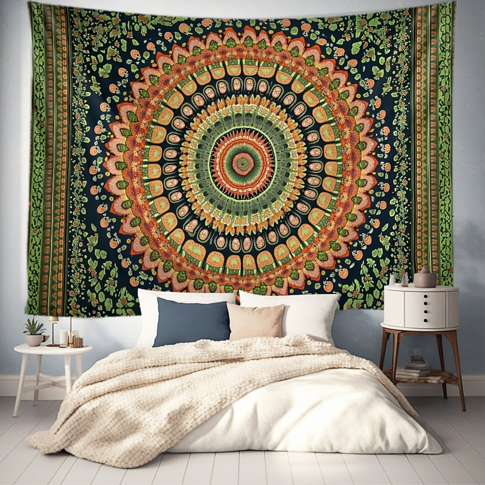 Mandala Bohemian Hängender Wandteppich Wandkunst Großer Wandteppich Mural Deko Fotohintergrund Decke Vorhang Wohnen Schlafzimmer Wohnzimmer Deko Lightinthebox