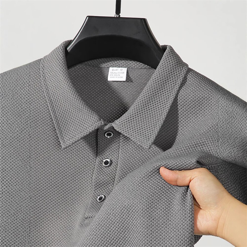 Herren Golfshirt Golf Poloshirts Arbeit Lässig Revers Kurzarm Basic Modern Einfach Patchwork Knöpfe Sommer Normale Passform Dunkelgrau Schwarz Weiß Marineblau Golfshirt Lightinthebox
