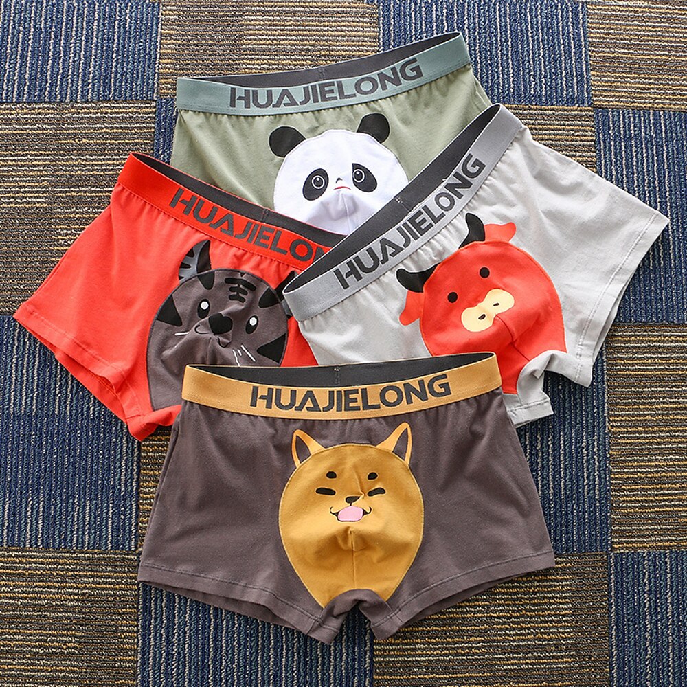Herren 4-teilig Boxershorts Patchwork Polyester Atmungsaktiv Weich Bequem Cartoon Mittlere Hüfthöhe 4 Pack-A 4 Pack-B Lightinthebox