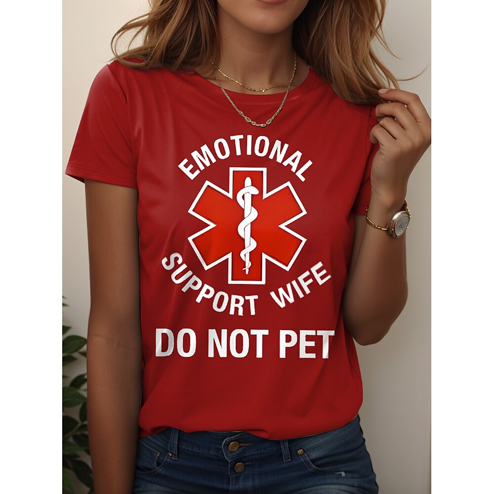 Damen T Shirt Grafik Buchstabe Stilvoll Lässig Kurzarm Rundhals Normale Oberteile Täglich Wochenende Druck Schwarz Rosa Rote Blau Purpur Sommer Frühling Lightinthebox