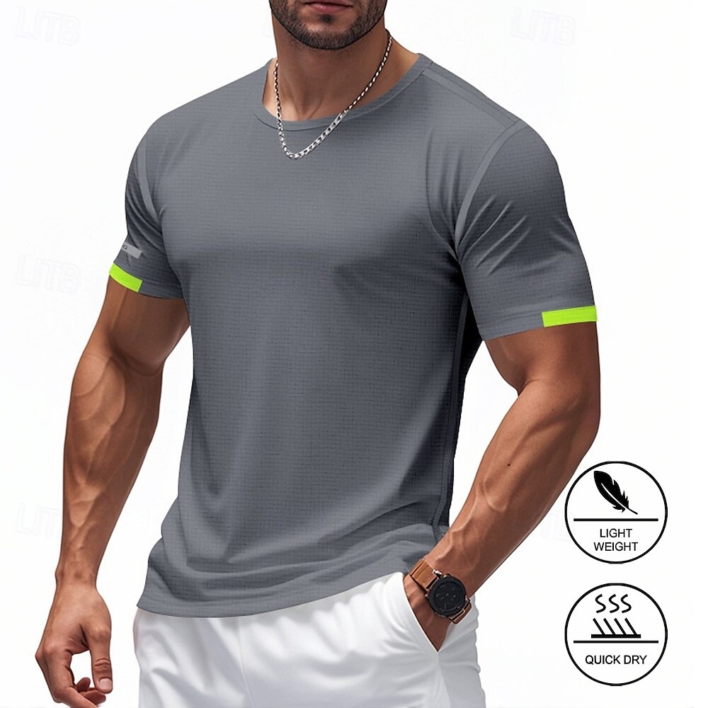 Herren T-Shirt Kurzarmshirt Kurzarm Rundhalsausschnitt Frühling Herbst Einfarbig Mode Designer Schnelltrocknend reflektierende Streifen Urlaub Straße Ausgehen Marineblau Schwarz Weiß Top T-Shirt Lightinthebox