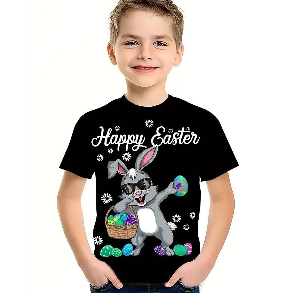 Jungen 3D Kaninchen T-Shirt Kurzarm Sommer Frühling Mode Basic Kinder 4-12 Jahre Rundhalsausschnitt Outdoor Lässig Täglich Normale Passform Lightinthebox