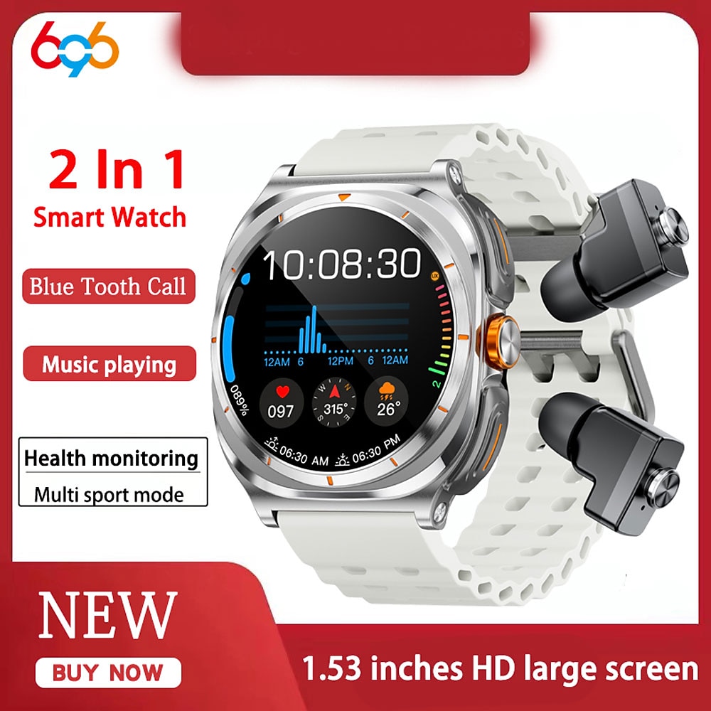 696 GT98 Smartwatch 1.53 Zoll Smartwatch Fitnessuhr Bluetooth Schrittzähler Anruferinnerung Schlaf-Tracker Kompatibel mit Android iOS Damen Herren Freisprechanlage Nachrichterinnerung IPX-0 46mm Lightinthebox