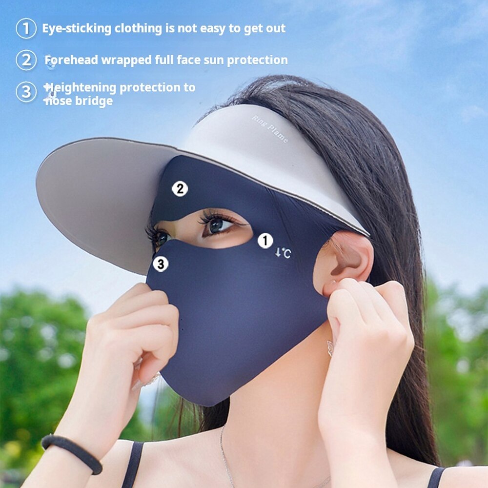 Sonnenschutz-Gesichtsmaske, UV-Schutz-Hyaluronsäure-Eisseide-Vollgesichtsabdeckung für Frauen, nahtloser, atmungsaktiver Facekini für Sonnenschutz im Freien Lightinthebox