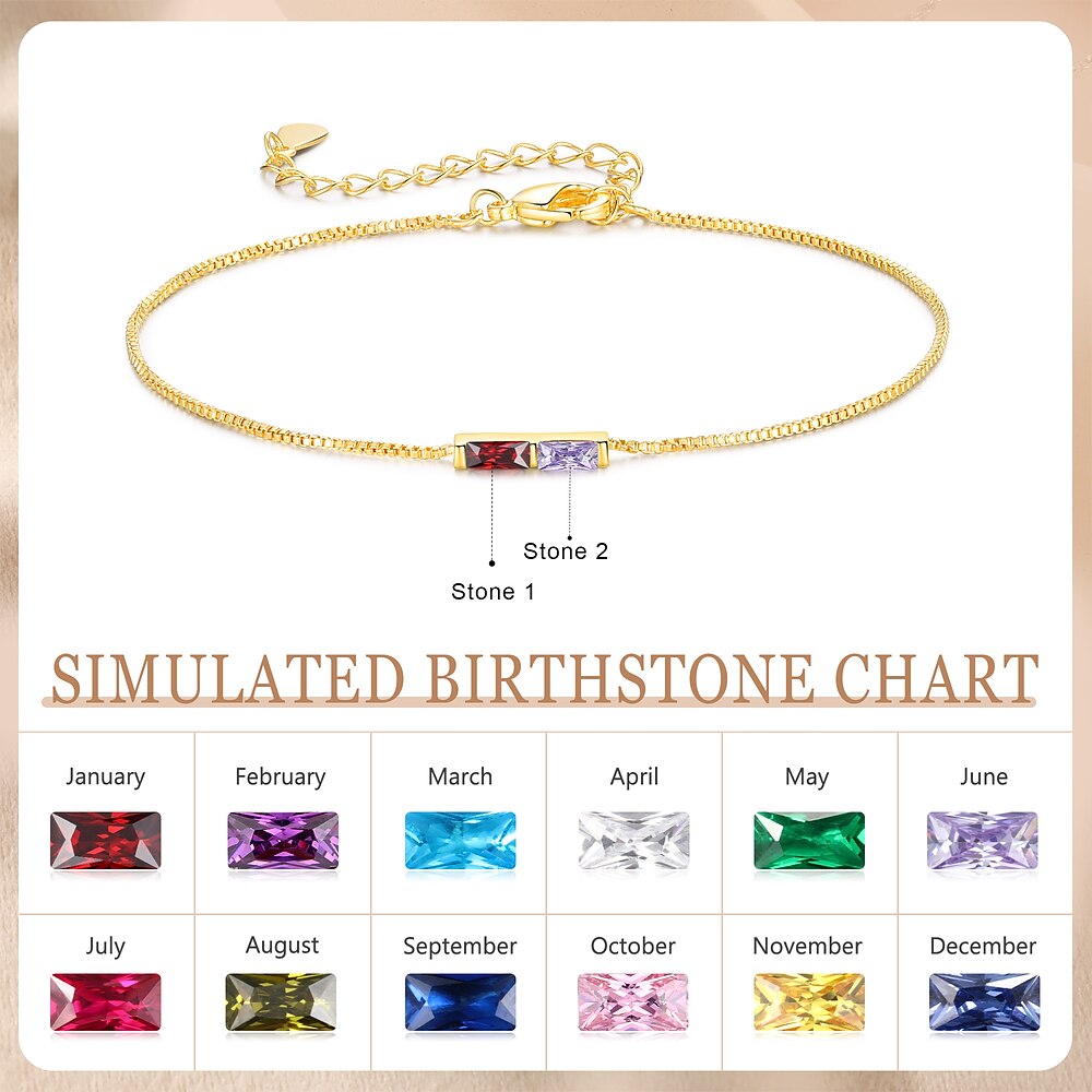 personalisiertes Geburtssteinarmband, individuelles Muttertagsgeschenk mit dem Geburtsstein einer geliebten Person, einzigartiger Schmuck für Mama, Ehefrau oder Freundin, ideale Handkette zum Lightinthebox