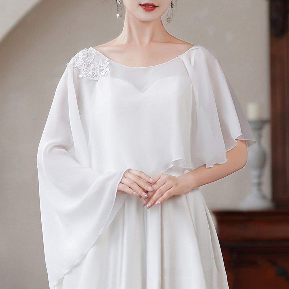 Wickeltücher für Frauen Elegant Ärmellos Chiffon Hochzeit Schals Mit Pure Farbe Für Party Frühling Sommer Lightinthebox