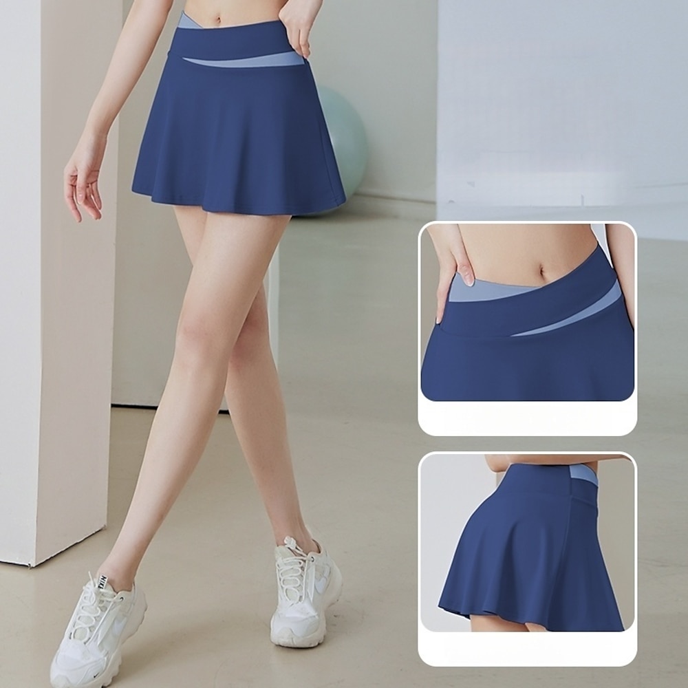 Damen Yoga Rock Hohe Taille Yoga Fitnesstraining Pilates Laufrock Schwarz Königsblau Purpur Sport Sportkleidung Dehnbar Schlank Lightinthebox