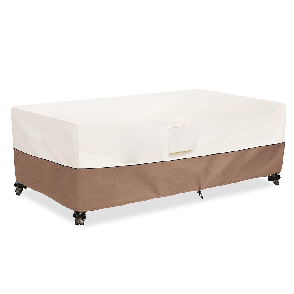 wasserdichte Abdeckung für Terrassenmöbel, 420D Oxford-Gewebe, silberbeschichtetes Polyurethan, wasserdicht, rechteckig für Tisch und Stühle, Braun und Beige Lightinthebox