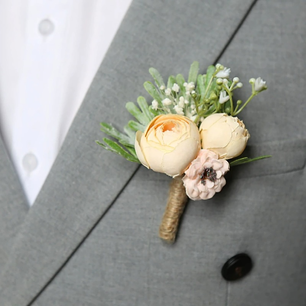 Herren-Ansteckblume für den Hochzeitsball, für den Bräutigam und die Trauzeugen, Blumen-Accessoires, Party- und Abschlussball-Anzug-Dekorationen Lightinthebox