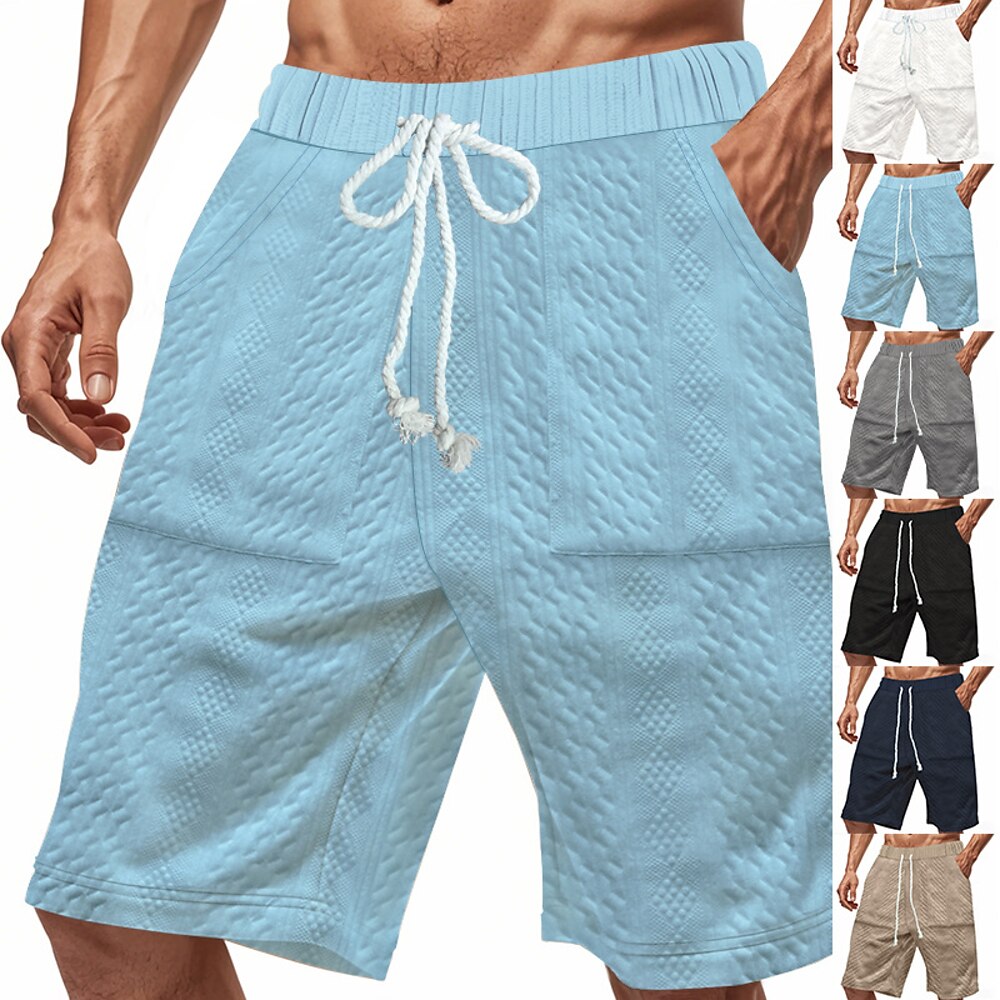 Herren Shorts Sommershorts Freizeitshorts Tasche Kordelzug Elastischer Bund Einfach Komfort Atmungsaktiv Kurz Outdoor Urlaub Sport Lässig Schwarz Weiß Lightinthebox