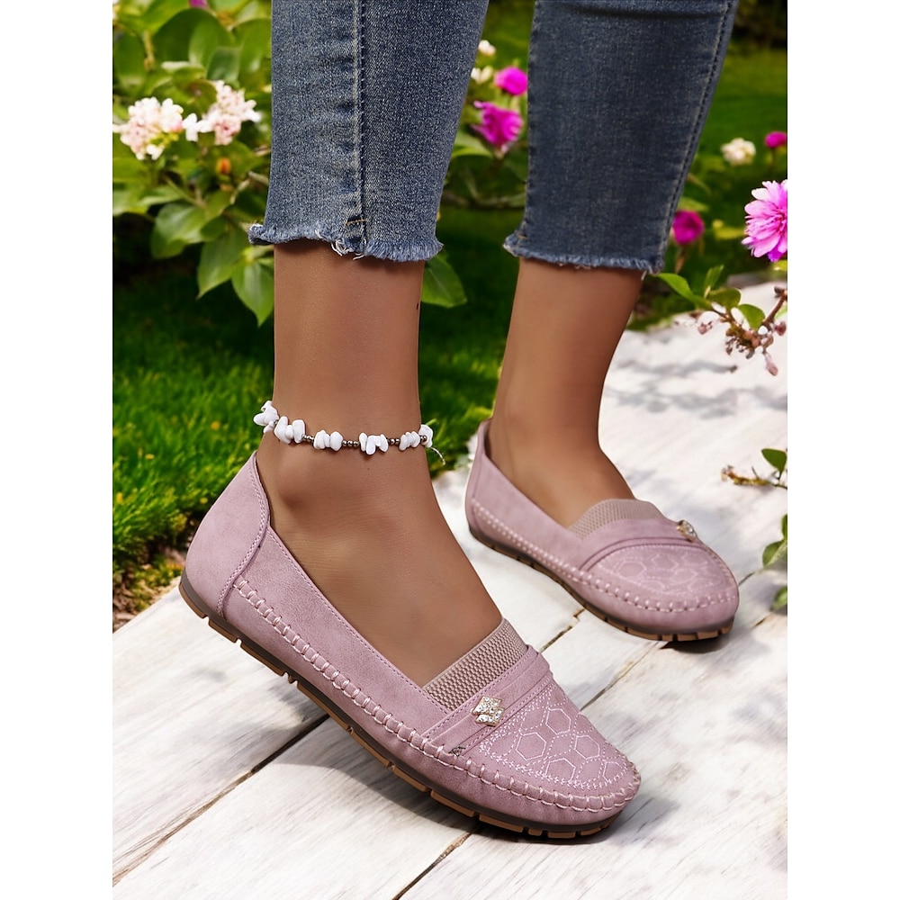 Damen-Loafer mit Strass-Stickerei - bequeme, rutschfeste Mokassins für den Alltag Lightinthebox