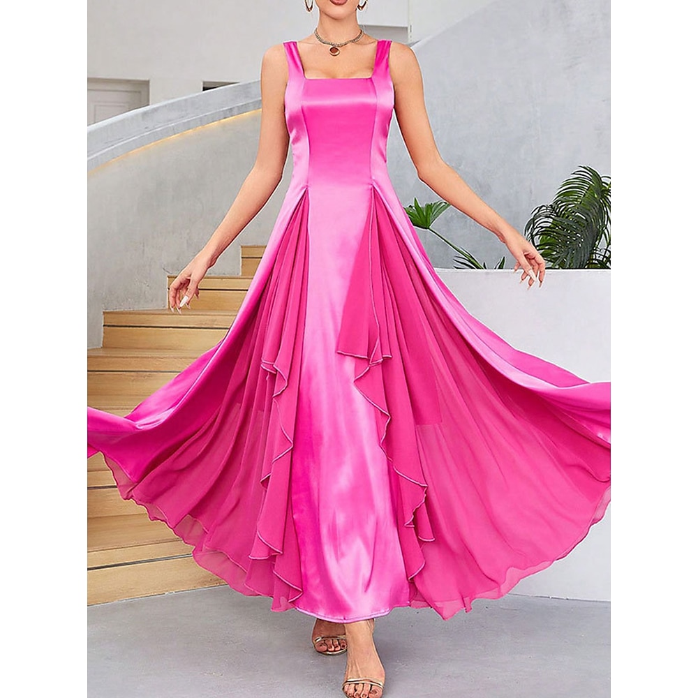 A-Linie Quinceanera-Kleider Elegant Kleid Hochzeit kleid hochzeitsgast Knie-Länge Ärmellos Quadratischer Ausschnitt Polyester Rückenlos mit Plissee Rüschen 2025 Lightinthebox