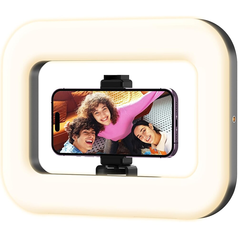 wiederaufladbares Ringlicht ohne Ständer, kabelloses quadratisches Ringlicht für 360-Grad-Fotoautomaten-Zubehör, Telefon-Videostabilisator für das iPhone mit integriertem 4000-mAh-Akku für Lightinthebox
