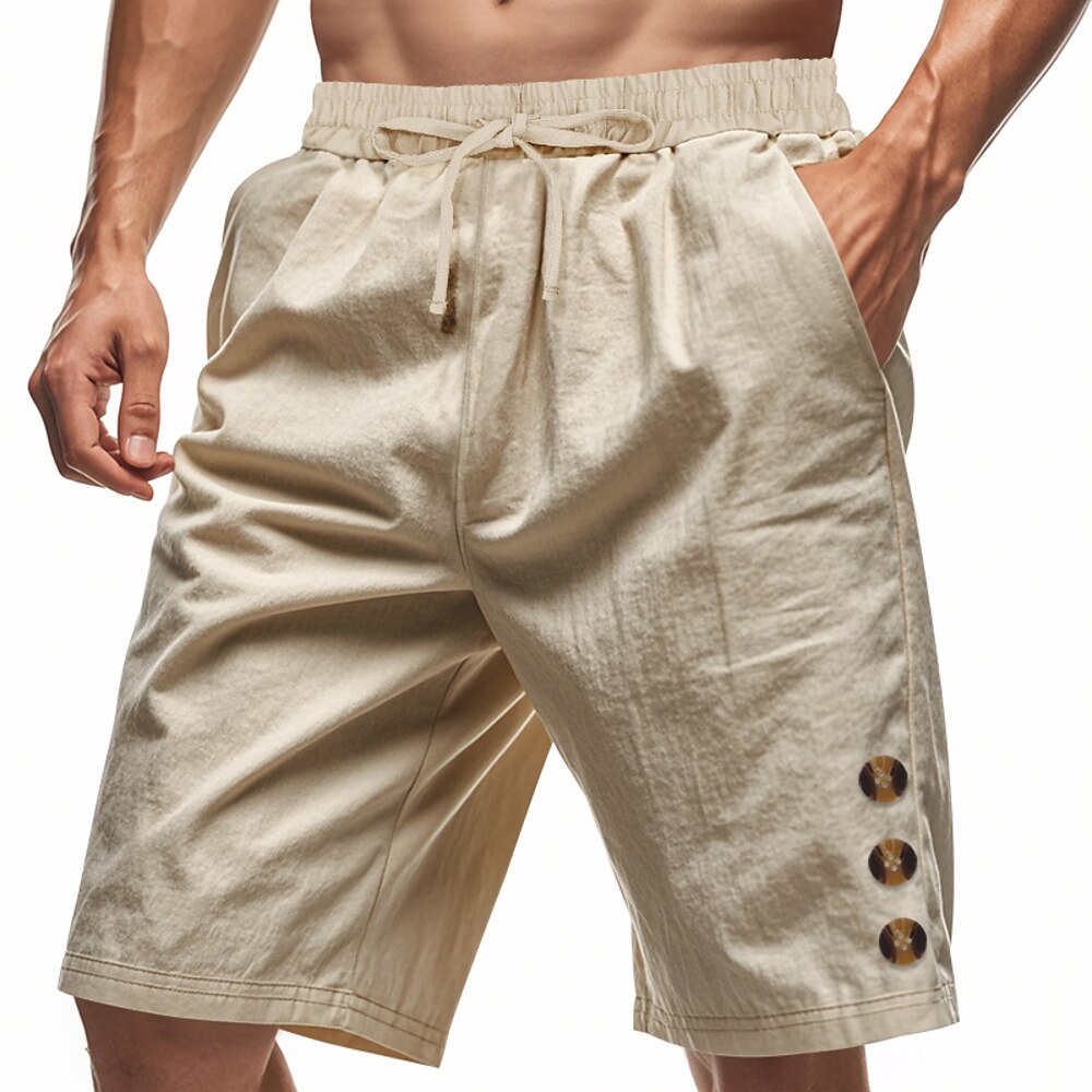 Herren Shorts Leinenshorts Sommershorts Strandshorts Kordelzug Elastischer Bund Seitenknopf Einfach Komfort Atmungsaktiv Knielang Outdoor Lässig Täglich Mode Klassicher Stil Cachi scuro Hellkaki Lightinthebox