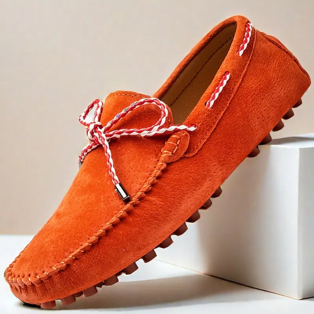 Lässige Wildleder-Loafer für Herren, leuchtendes Orange mit maritimen Spitzendetails, bequeme Slipper Lightinthebox