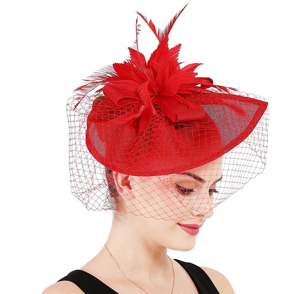 Kopfstück Federn Sinamay Hochzeit Abendgesellschaft Elegant Hochzeit Mit Feder Kopfschmuck Kopfbedeckung Lightinthebox