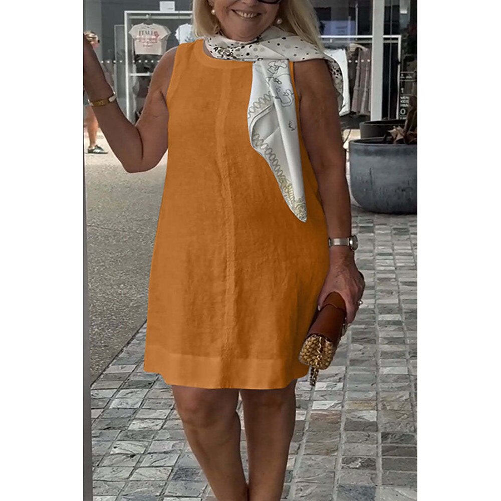 Damen Minikleid Trägerkleid Sommerkleid Mode Modern Täglich Ferien Wochenende Normale Passform Einfach Ärmellos Rundhalsausschnitt Schwarz Weiß Gelb Orange Sommer Lightinthebox