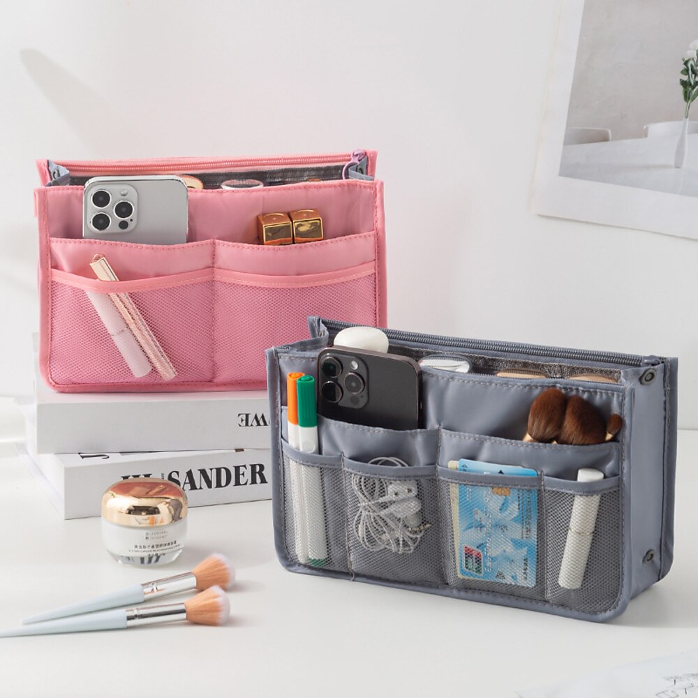 Handliche innere Make-up-Tasche mit Doppelreißverschluss, tragbare, mehrlagige, multifunktionale Kosmetik-Aufbewahrungstasche Lightinthebox