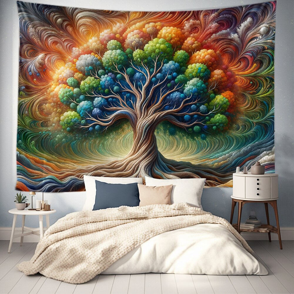 Baum des Lebens Wandteppich große Wandkunst Wandteppich Wanddekoration Fotohintergrund Decke Vorhang Wohnraum Schlafzimmer Einrichtung Lightinthebox
