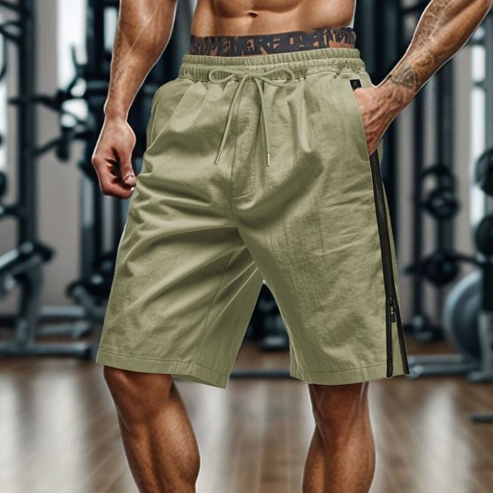 Herren Sportliche Shorts Chino-Shorts Bermudashorts Arbeitsshorts Reißverschluss Kordelzug Gerader Schnitt Einfach Komfort Atmungsaktiv Knielang Outdoor Lässig Laufen Mode Streetwear Schwarz Weiß Lightinthebox
