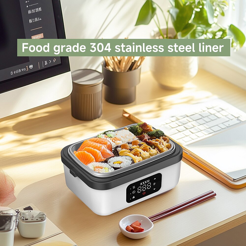 kabelloser elektrischer Lunchbox-Wärmer, 60 W, schnelle Erwärmung, auslaufsicher, 1 l Lightinthebox