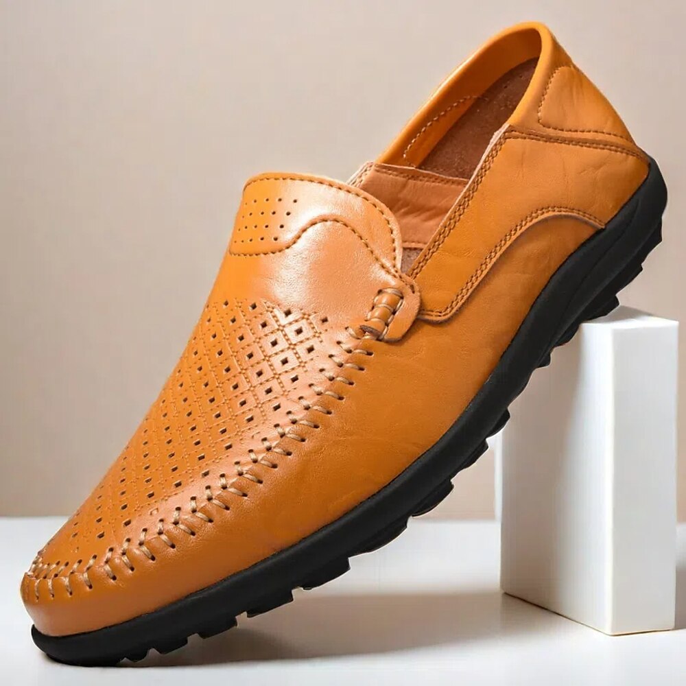 Atmungsaktive Loafer aus perforiertem Kunstleder für Herren - leichte Slip-On-Freizeitschuhe für den Sommer und zum Autofahren Lightinthebox