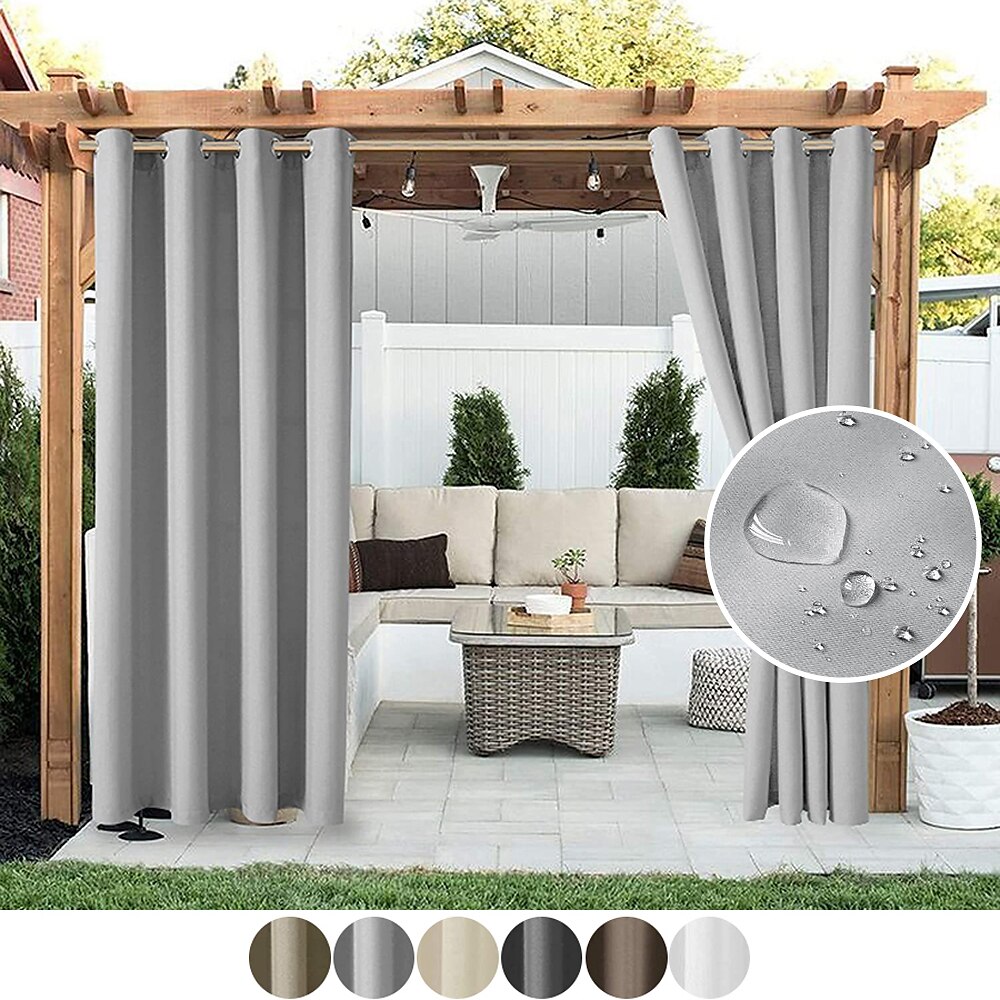 Wasserdichter Vorhang für den Außenbereich, Schiebevorhang für Terrassen, Bauernhausvorhänge, Pergola-Vorhänge mit Öse für Pavillon, Balkon, Veranda, Party, Hotel, 1 Paneel Lightinthebox