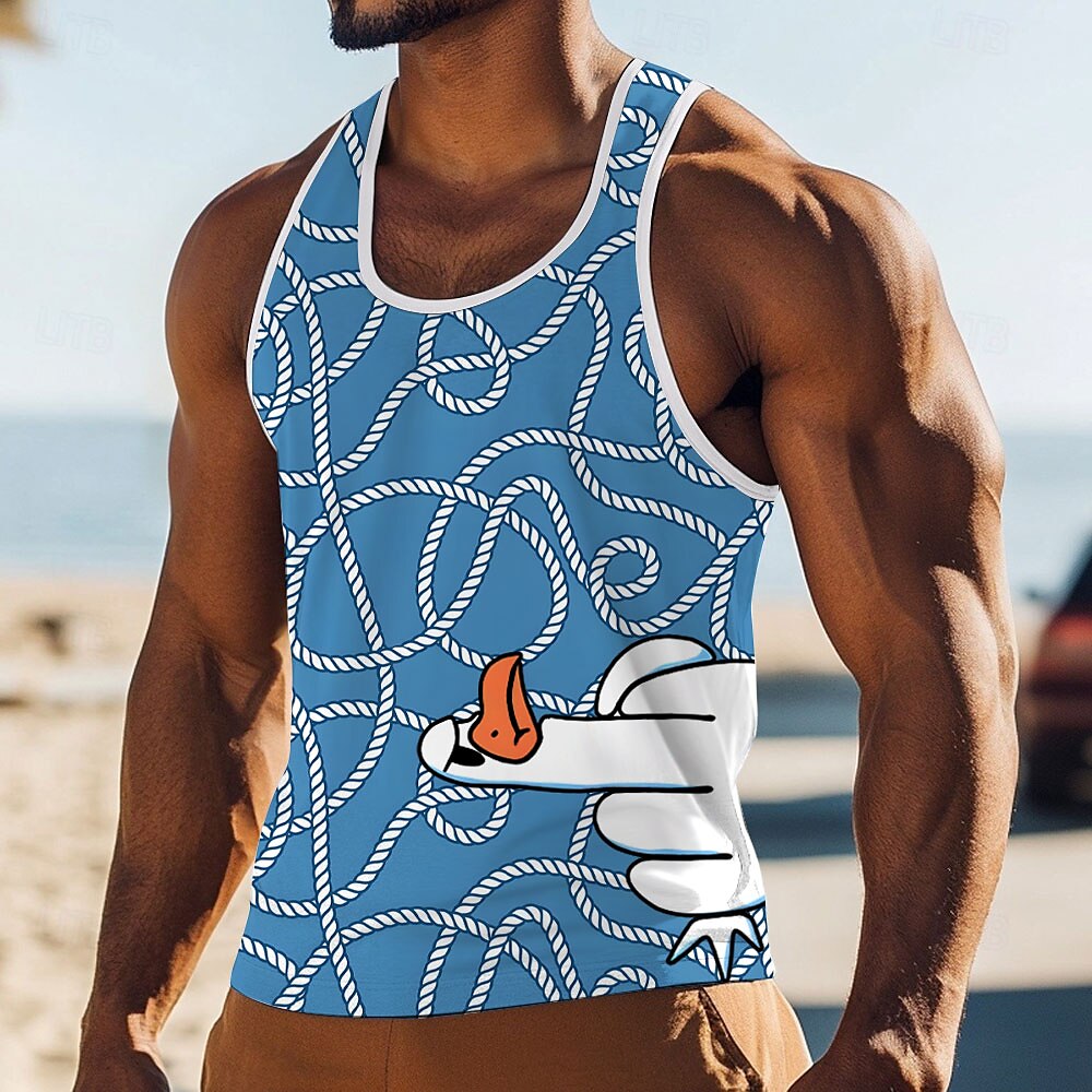 Herren Lustig Ente T Shirt Weste Ärmellos T-Shirt 3D-Druck Rundhalsausschnitt Runden Hemd Urlaub Lässig Lässig Hawaiianisch Ferien Rote Blau Grün Sommer Frühling Bekleidung S M L XL XXL XXXL Lightinthebox