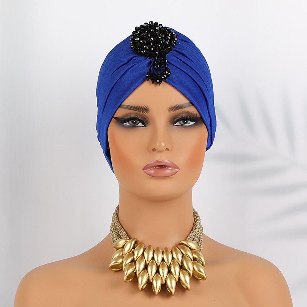Kopfbedeckung Polyester / Baumwollmischung Perlen Schlapphut Turbane Formell Hochzeit schick Mit Kunstperle Unifarbe Kopfschmuck Kopfbedeckung Lightinthebox