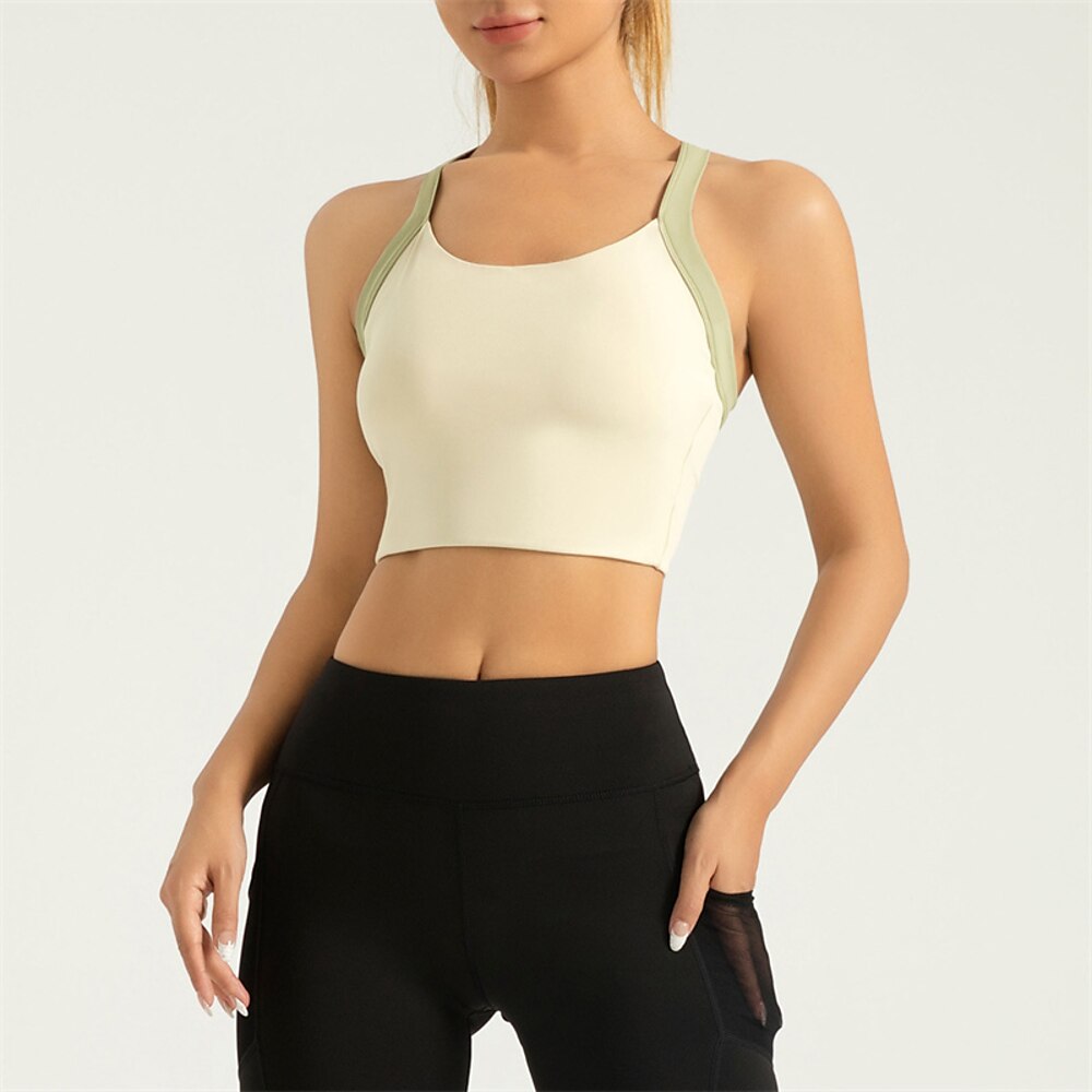 Damen Leichter Halt Sport-BH Lauf-BH Kreuz und quer Offener Rücken BH-Top Gepolstert Fitness Freizeitsport Laufen Atmungsaktiv Leicht Weich Spandex Schwarz Weiß Leicht Grün Farbblock Lightinthebox