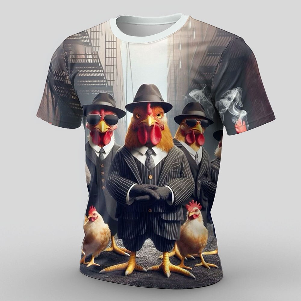Herren Tiermotiv Lustig T Shirt Kurzarm T-Shirt 3D-Druck Rundhalsausschnitt Hemd Übertrieben Designer Lässig Party Lässig Ferien Blau Grau Sommer Frühling Ganzjahres Bekleidung S M L XL XXL XXXL Lightinthebox