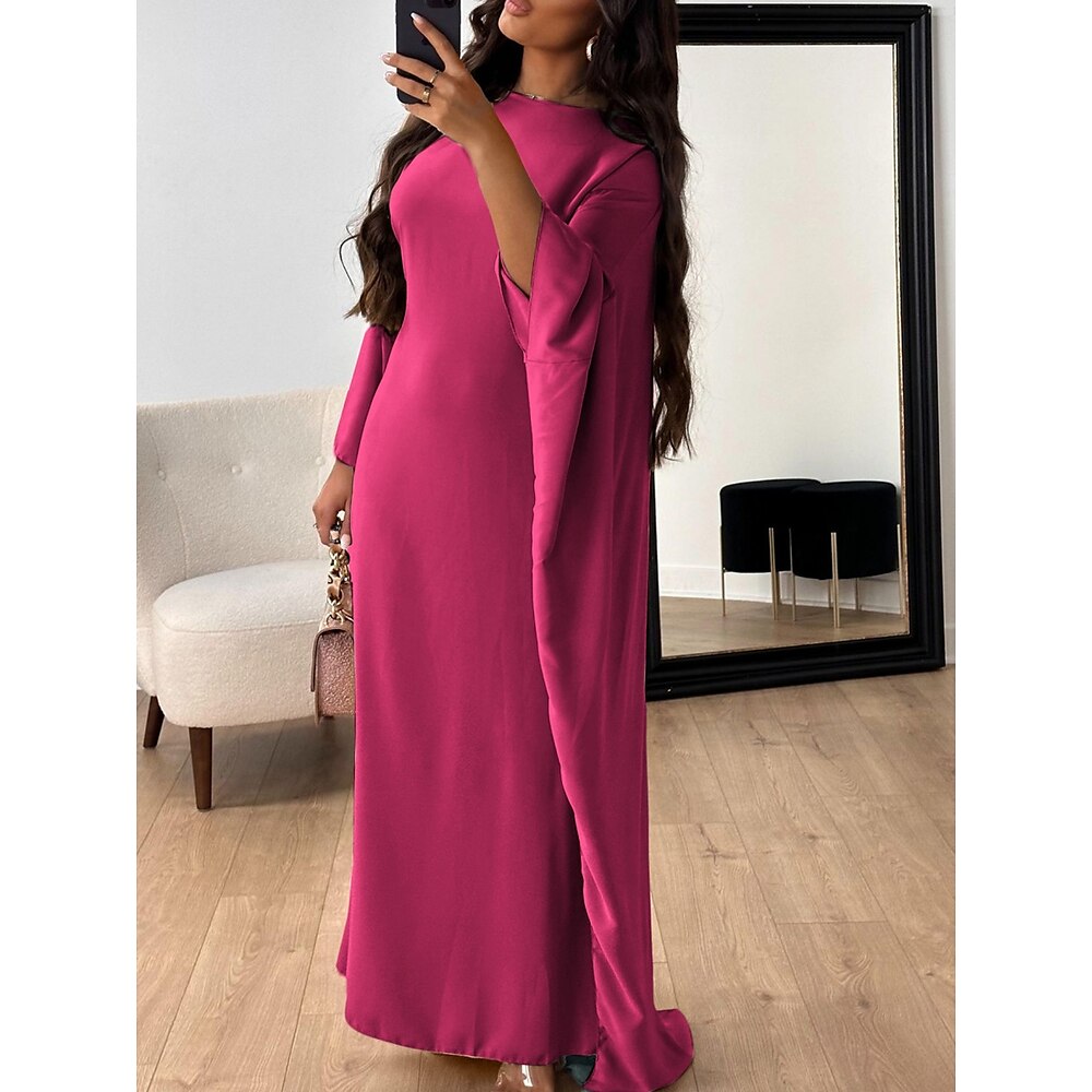 Damen Königliches Blau Blau Grün Sommer Frühling Maxikleid Shiftkleid Kaftan-Kleider Halbformelle Kleider Formell Büroparty Normale Passform Einfach Rundhalsausschnitt Lightinthebox