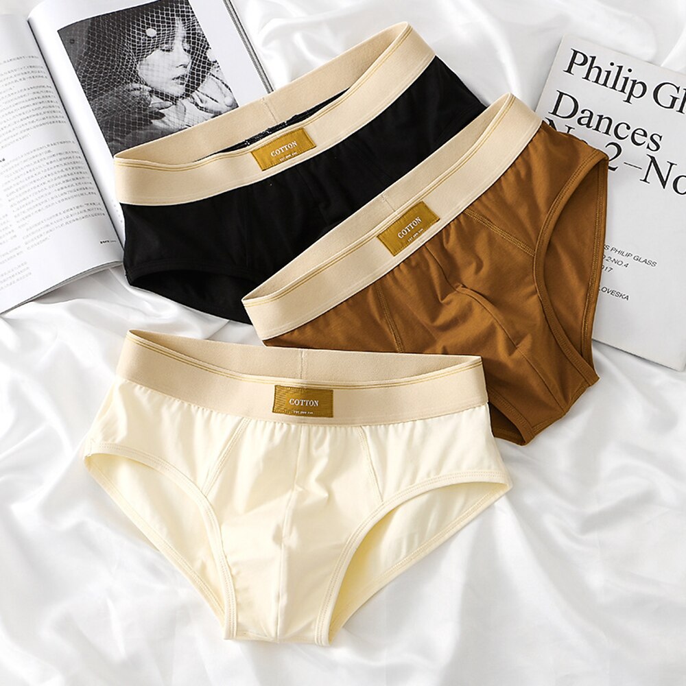 Herren 1 Stück Basic Slips Slip Patchwork Polyester Atmungsaktiv Weich Bequem Einfach Mittlere Hüfthöhe Schwarz Braun Lightinthebox