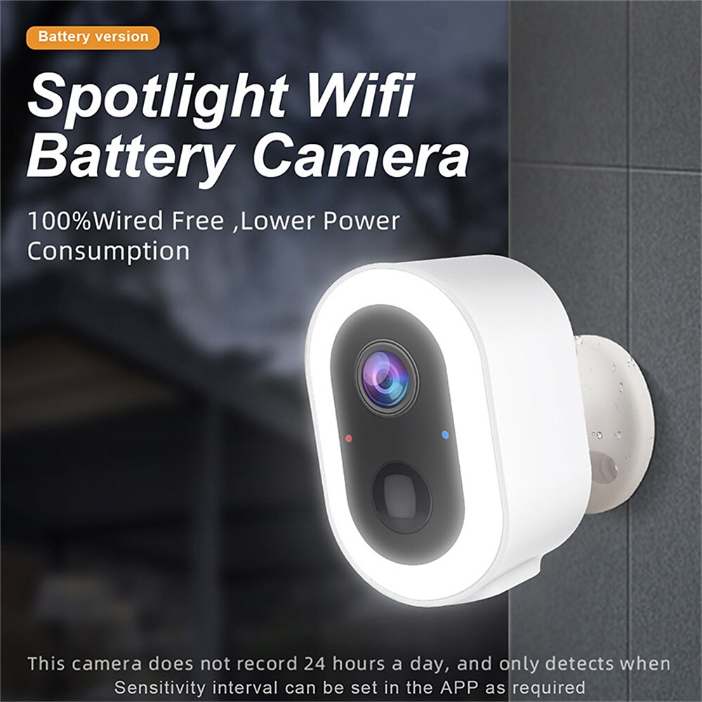 Spotlight WiFi Batterie Kamera wasserdicht IP65 Zwei-Wege-Audio lange Standby Lightinthebox