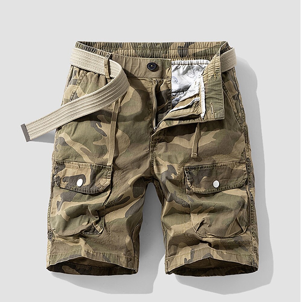 Herren Cargo-Shorts Shorts mit Camouflage-Muster Shorts Sommershorts Kordelzug Elastischer Bund Mehrere Taschen Tarnung Komfort tragbar Knielang Outdoor Sport Täglich Mode Lässig Blau Khaki Lightinthebox
