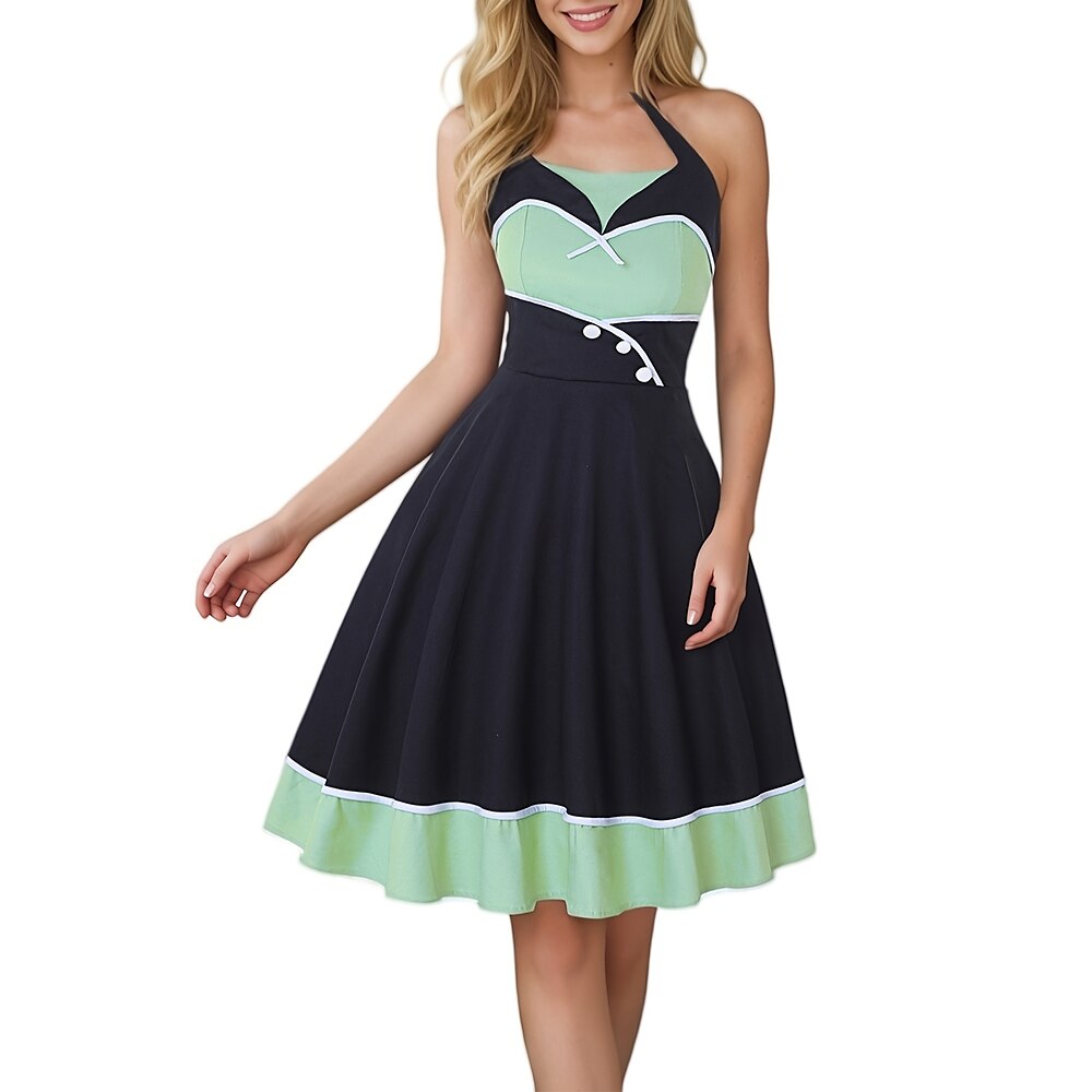 1950er Vintage inspiriert Midlänge Kleid A-Linie Damen Erwachsene Frühling Sommer Lightinthebox