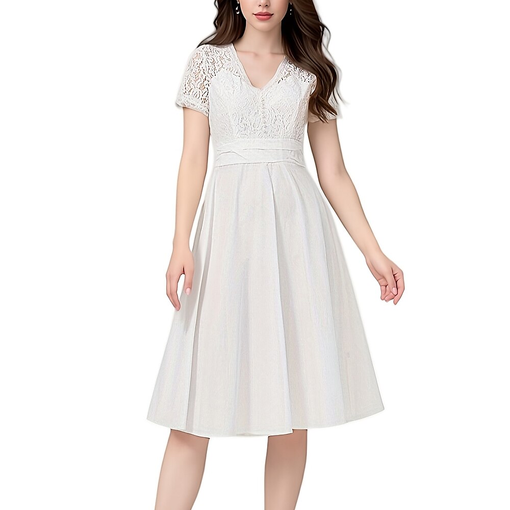 1950er Vintage inspiriert Cocktailkleid A-Linie Damen Date Kleid Party Abend Erwachsene Herbst Frühling Sommer Lightinthebox